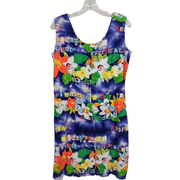 JAMS WORLD Mini dress Size 11 Multicolored blue Tropical floral Vintage - Picture 2 of 10